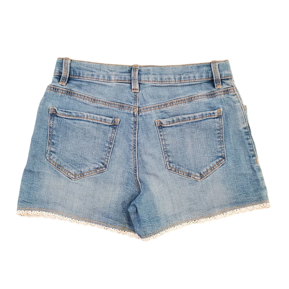 OshKosh Light Blue Lace Trim Denim Shorts Girls 10/10A